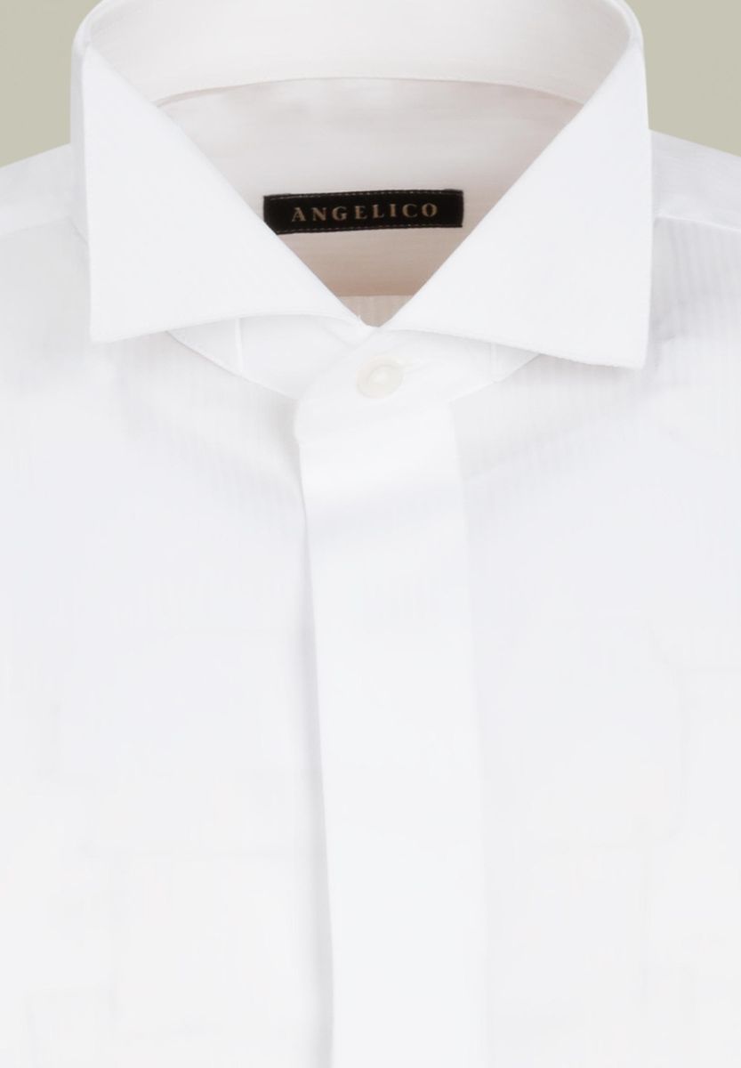 Angelico - Camicia bianca diplomatica effetto rigato slim - 2