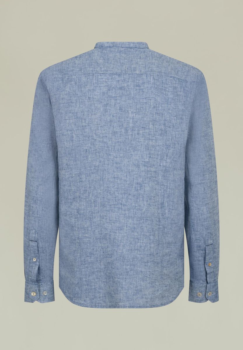 Angelico - Camicia blu denim coreana LINO-cotone custom - 3