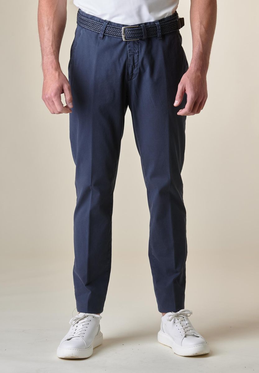 Angelico - Pantalone blu scuro cotone armaturato slim - 1