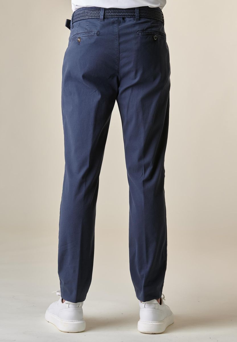 Angelico - Pantalone blu scuro cotone armaturato slim - 2
