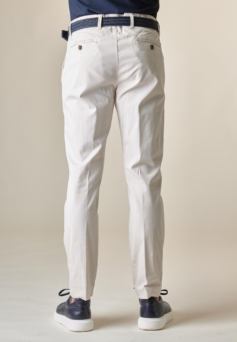 Angelico - Pantalone ecru cotone armaturato slim - 3