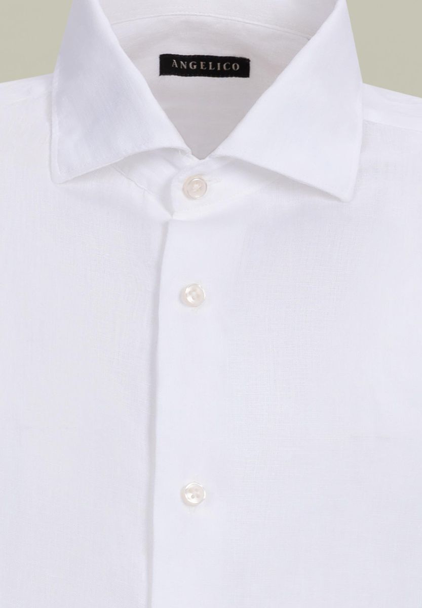 Angelico - Camicia bianca 100 lino custom - 2