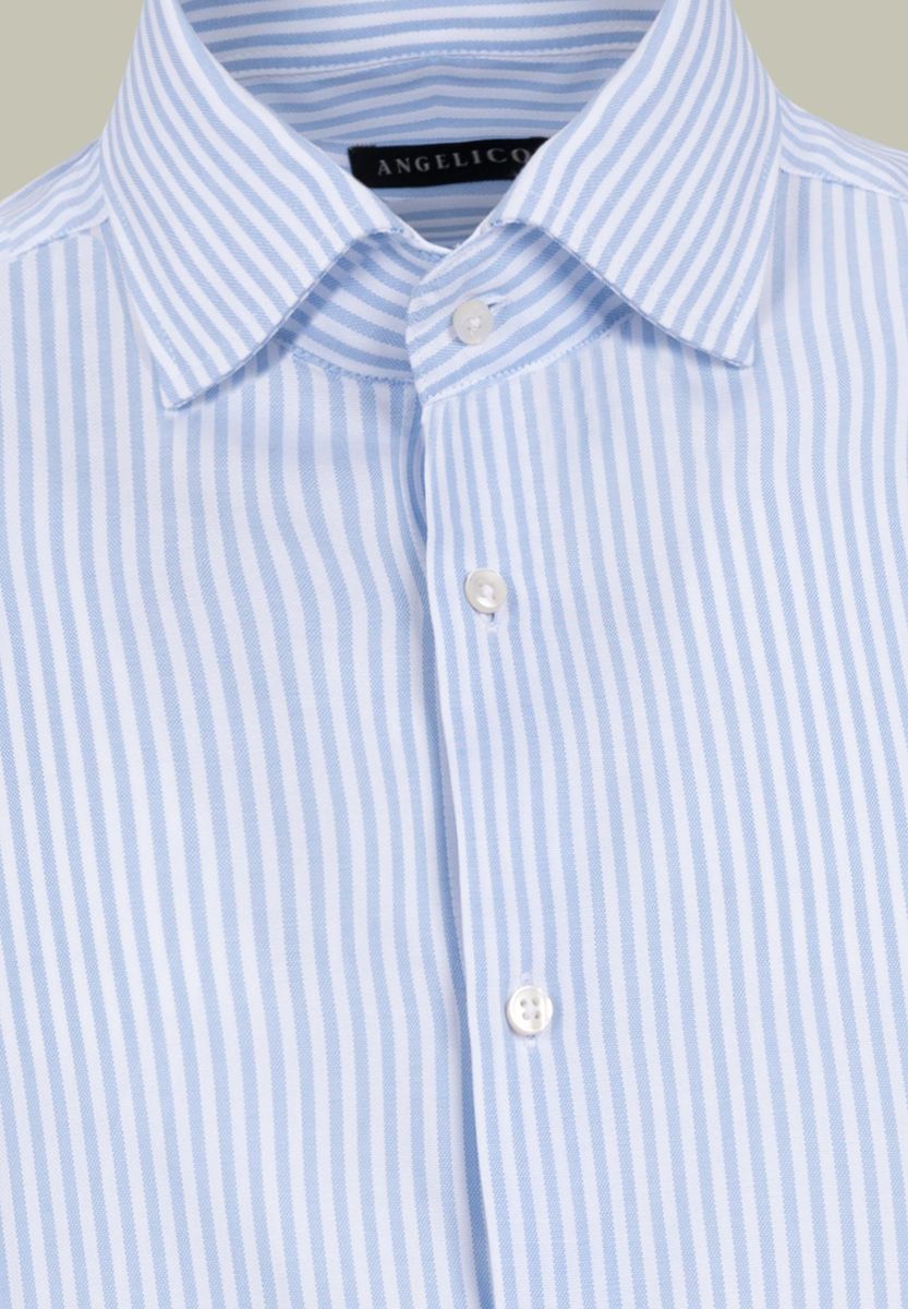 Angelico - Camicia azzurro-bianca riga bacchettata - 2