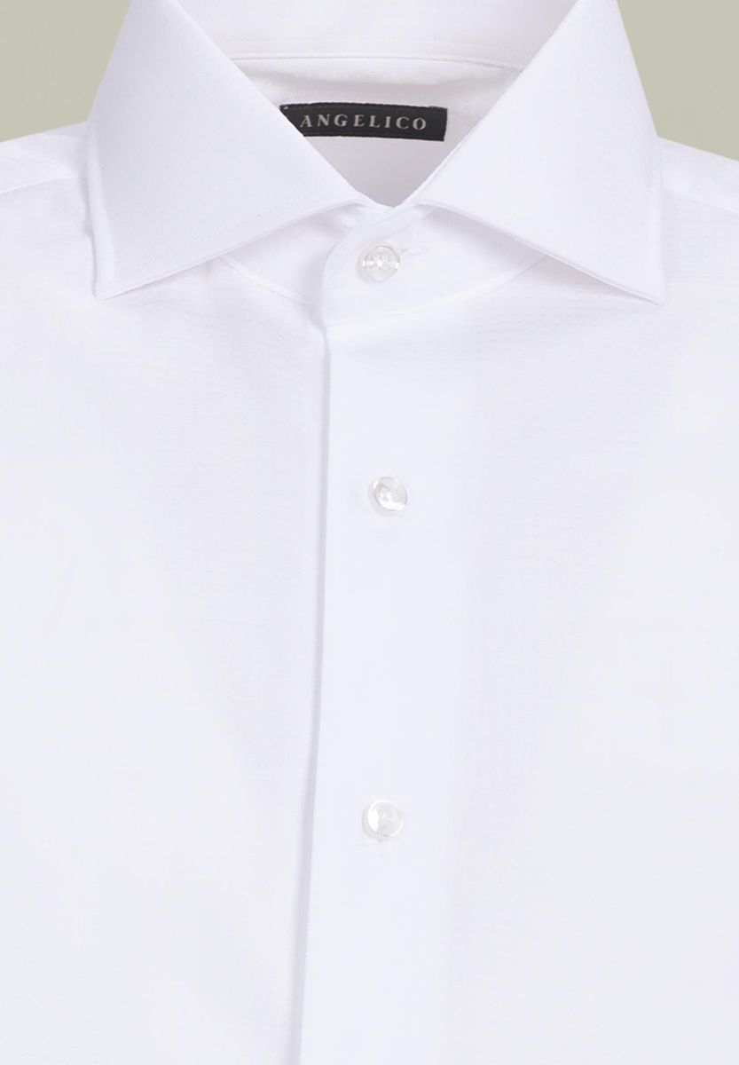 Angelico - Camicia bianca armatura quadretto slim - 2