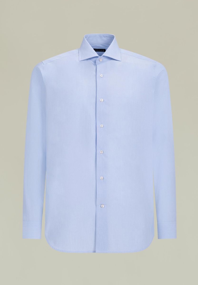 Angelico - Camicia azzurra effetto filafil rigato slim - 1