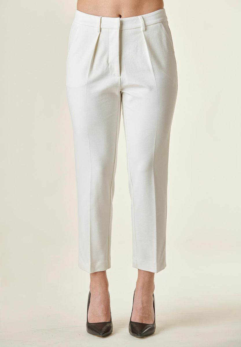 Angelico - Pantalone bianco con pinces stretch - 1