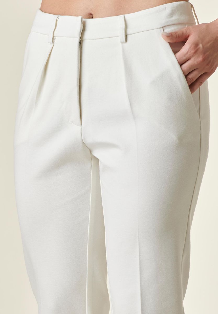Angelico - Pantalone bianco con pinces stretch - 2