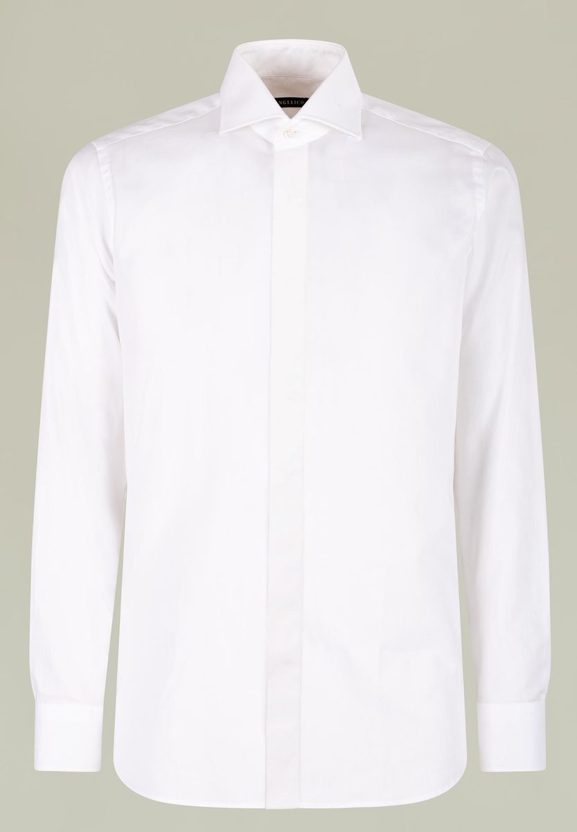 Camicia bianca polso gemelli abbottonatura inglese