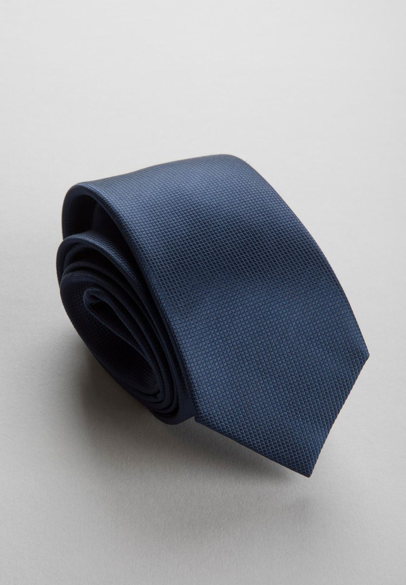 Cravatta blu seta unita jacquard