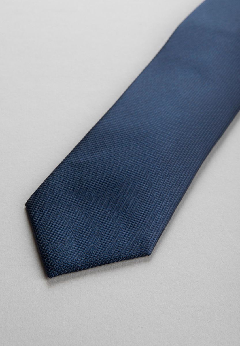 Cravatta blu seta unita jacquard