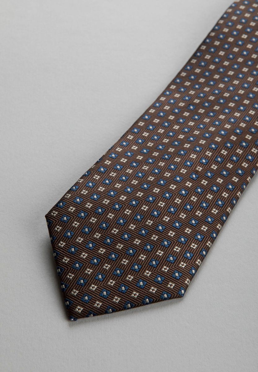 Cravatta moro quadretti blu-beige seta