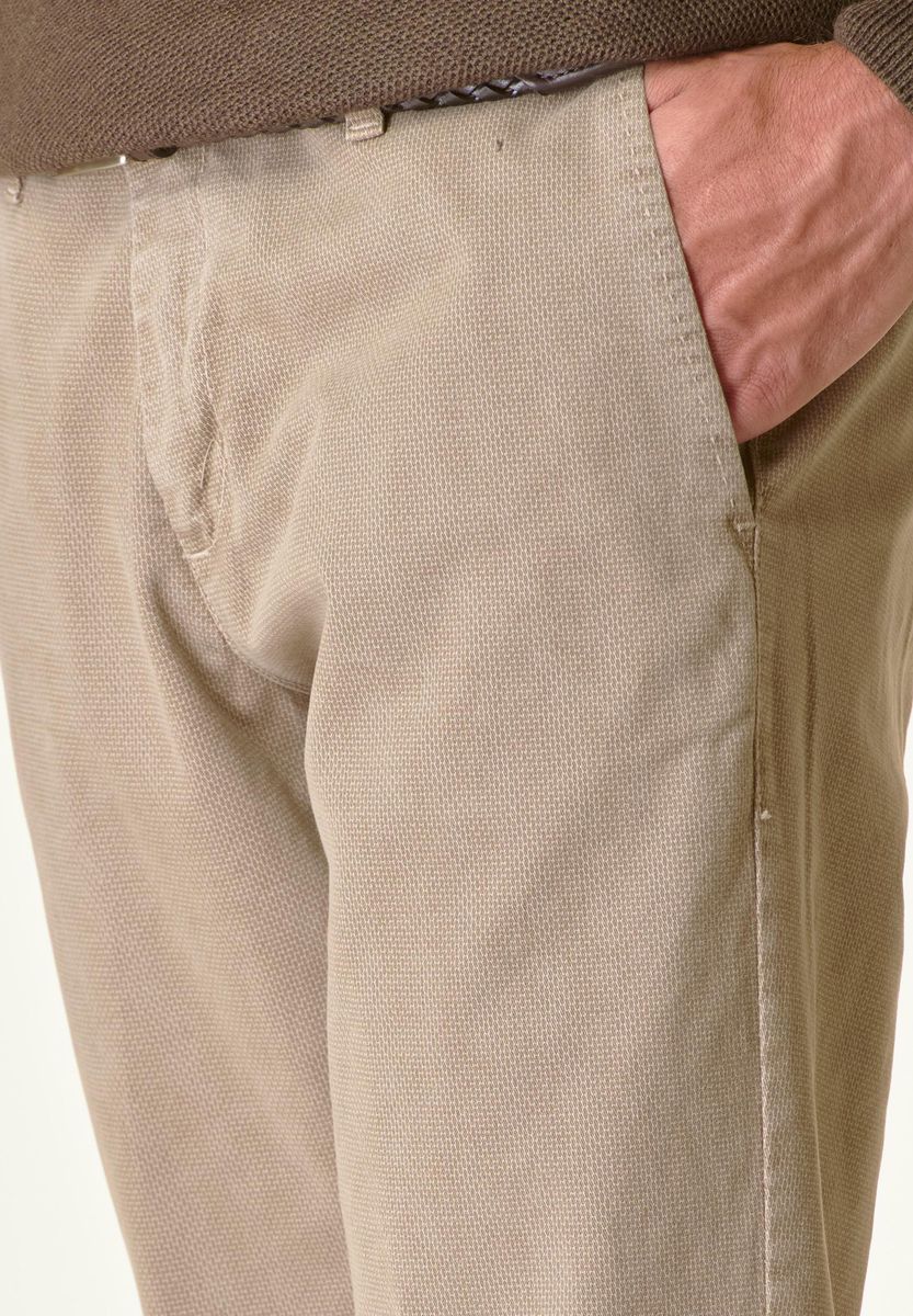 Angelico - Pantalone mastice cotone micro-stampa regular - 2