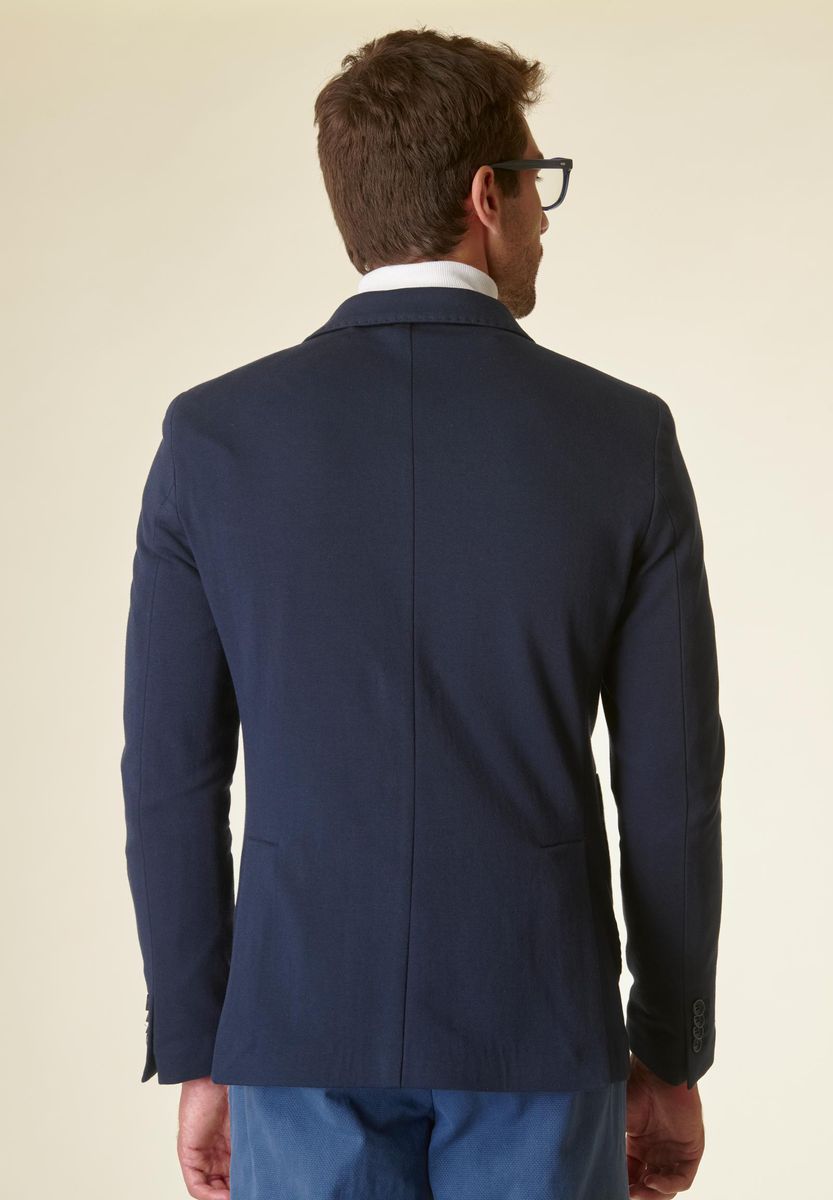 Giacca blu panno jersey slim