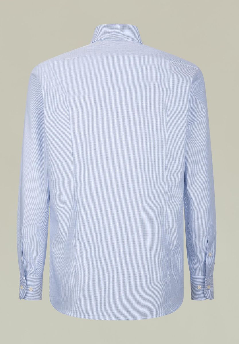 Camicia bianca-blu armatura rigata slim