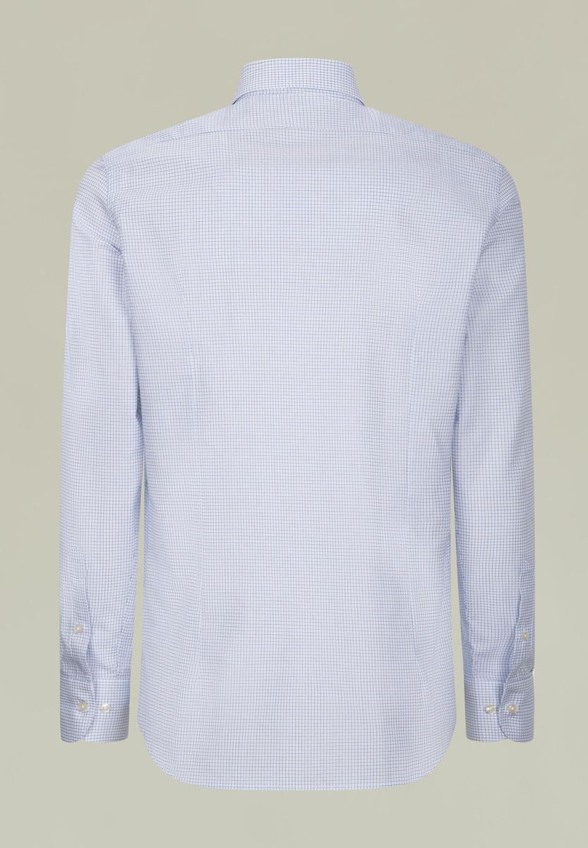 Camicia bianca quadretto azzurro slim
