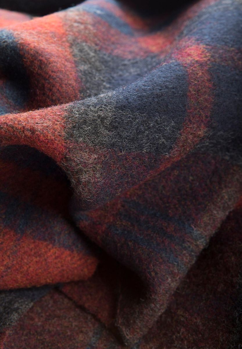 Angelico - Sciarpa bordeaux-antracite scozzese lana frange - 2